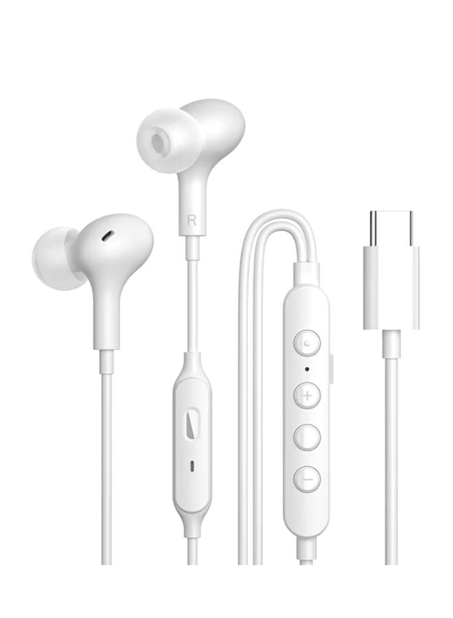 Type-C Wired Voice-Changing Earphones, Intra-Auricular Karaoke Buds with Sound Card and Volume Control Buttons for Multi-Mood Effects, Suitable for Live Streaming & Recording Singing, 3D Stereo HIFI Quality Gaming Music Vocal Proactive Noise Cancelling White - Image 1